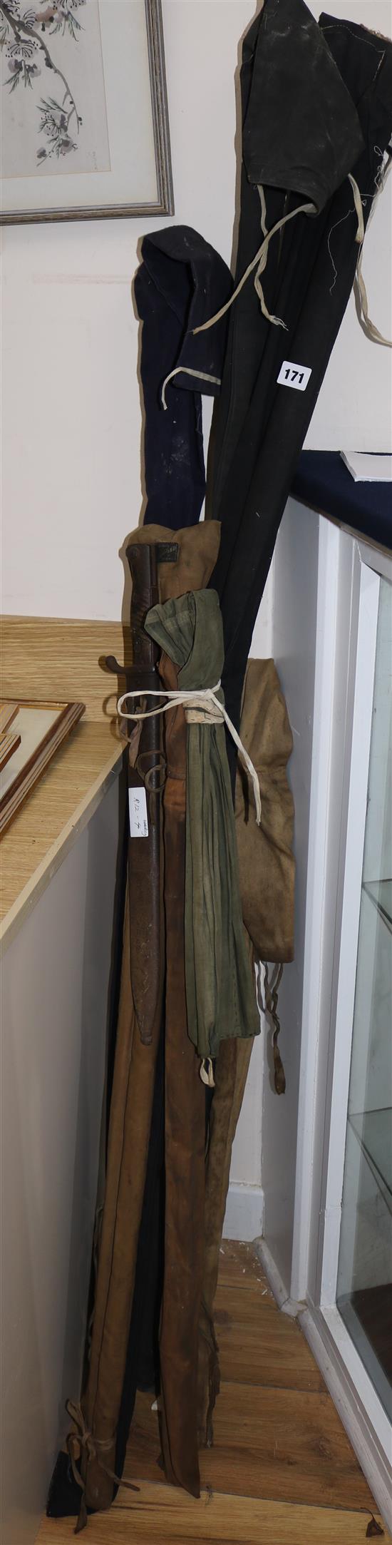 Fishing rods, accessories & a German bayonet